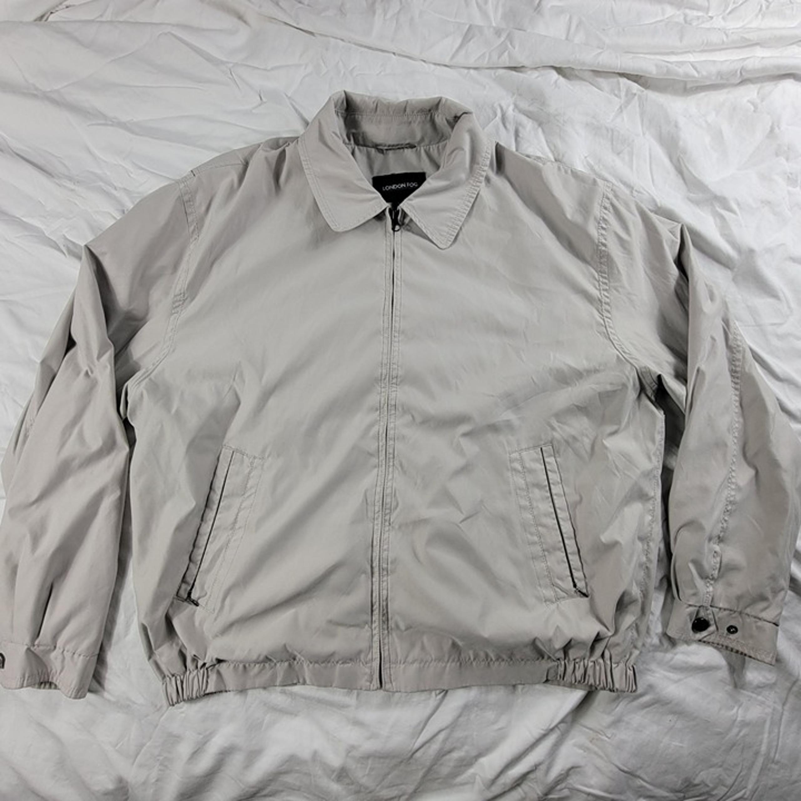London Fog Mens XL Light Gray Full Zip Jacket Casual Outdoors Long Sleeve