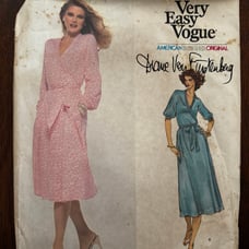 Vtg Very Easy Vogue 1853 Diane Von Furstenberg Wrap Dress Pattern Size 12 Cut
