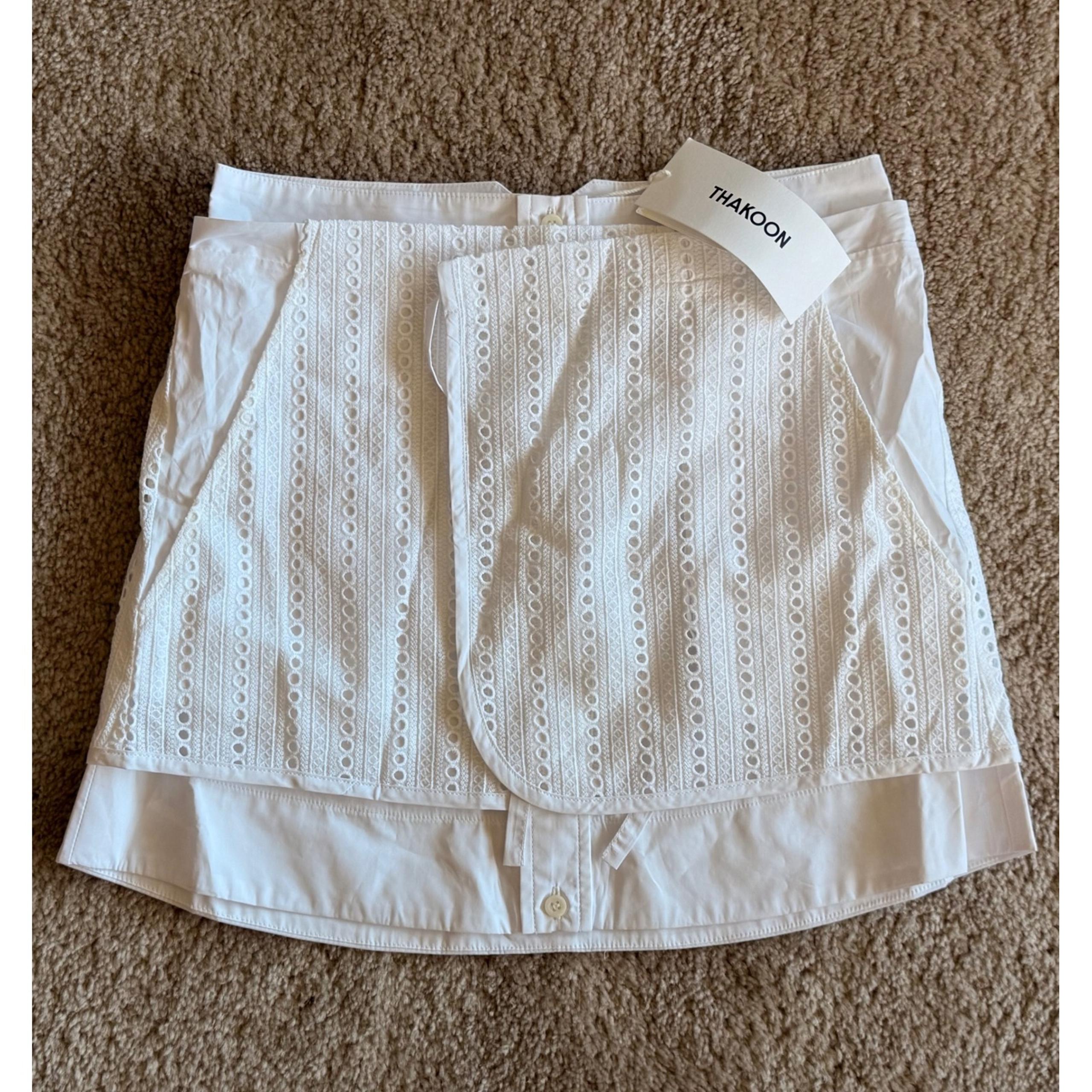 Thakoon Mini Skirt White Eyelet Combo Cotton Women's Sz 2 NWT