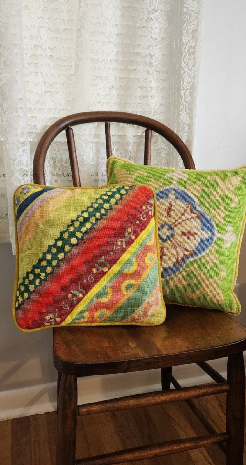 Hand Embroidered Crewel Pillows