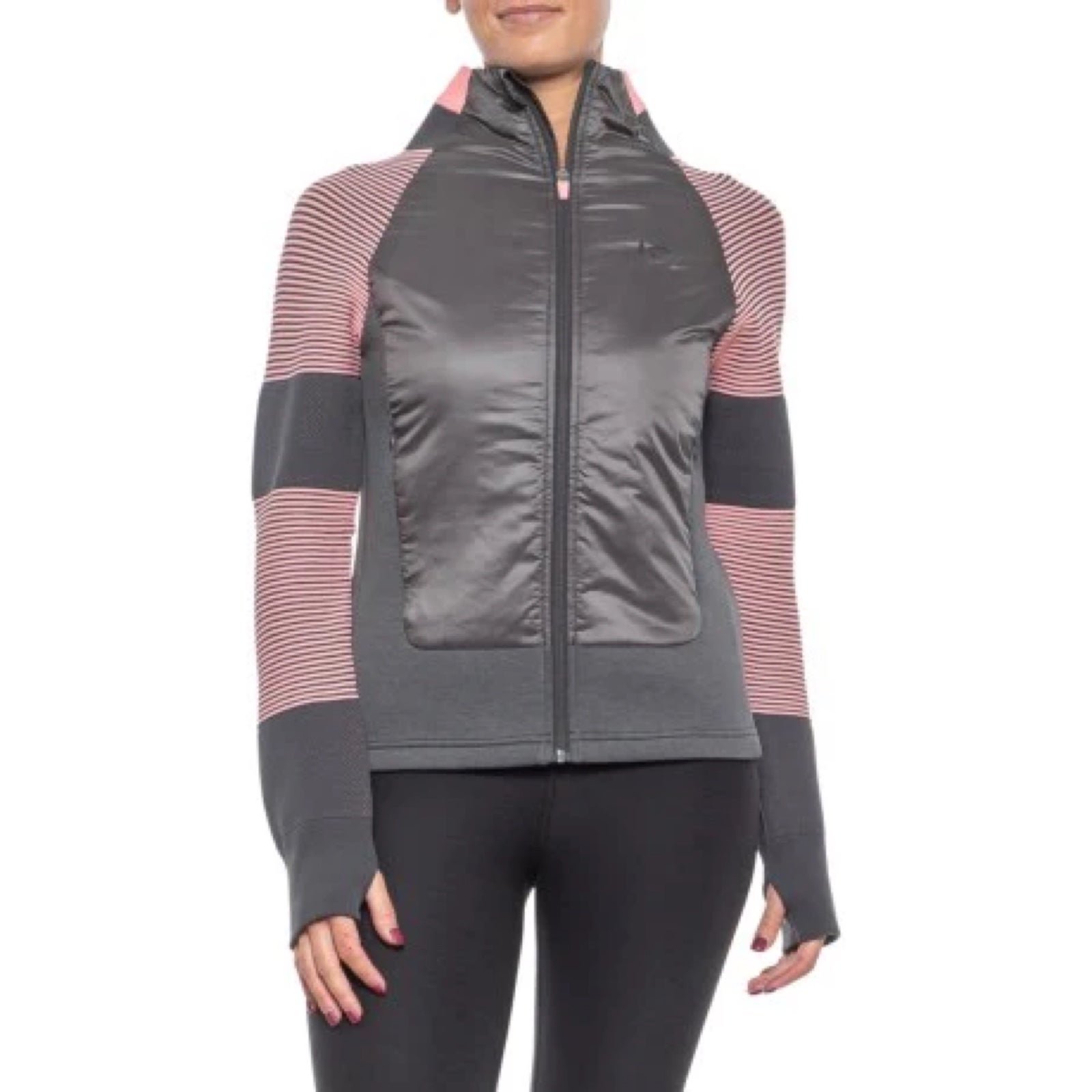 Kari Traa Sofie Gray & Pink Hybrid Athletic Jacket