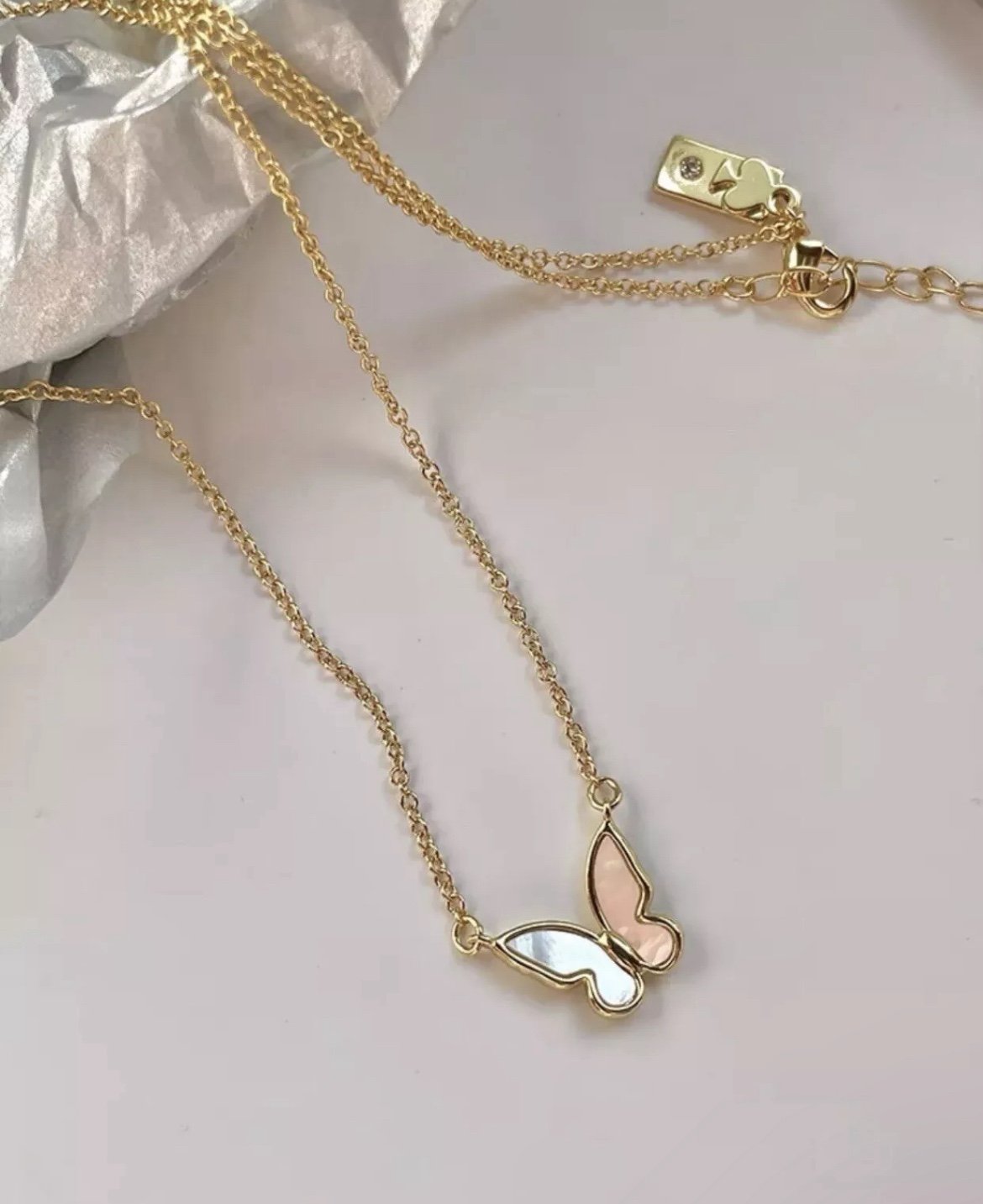 Kate Spade Gold Plated Mother of Pearl Butterfly Necklace