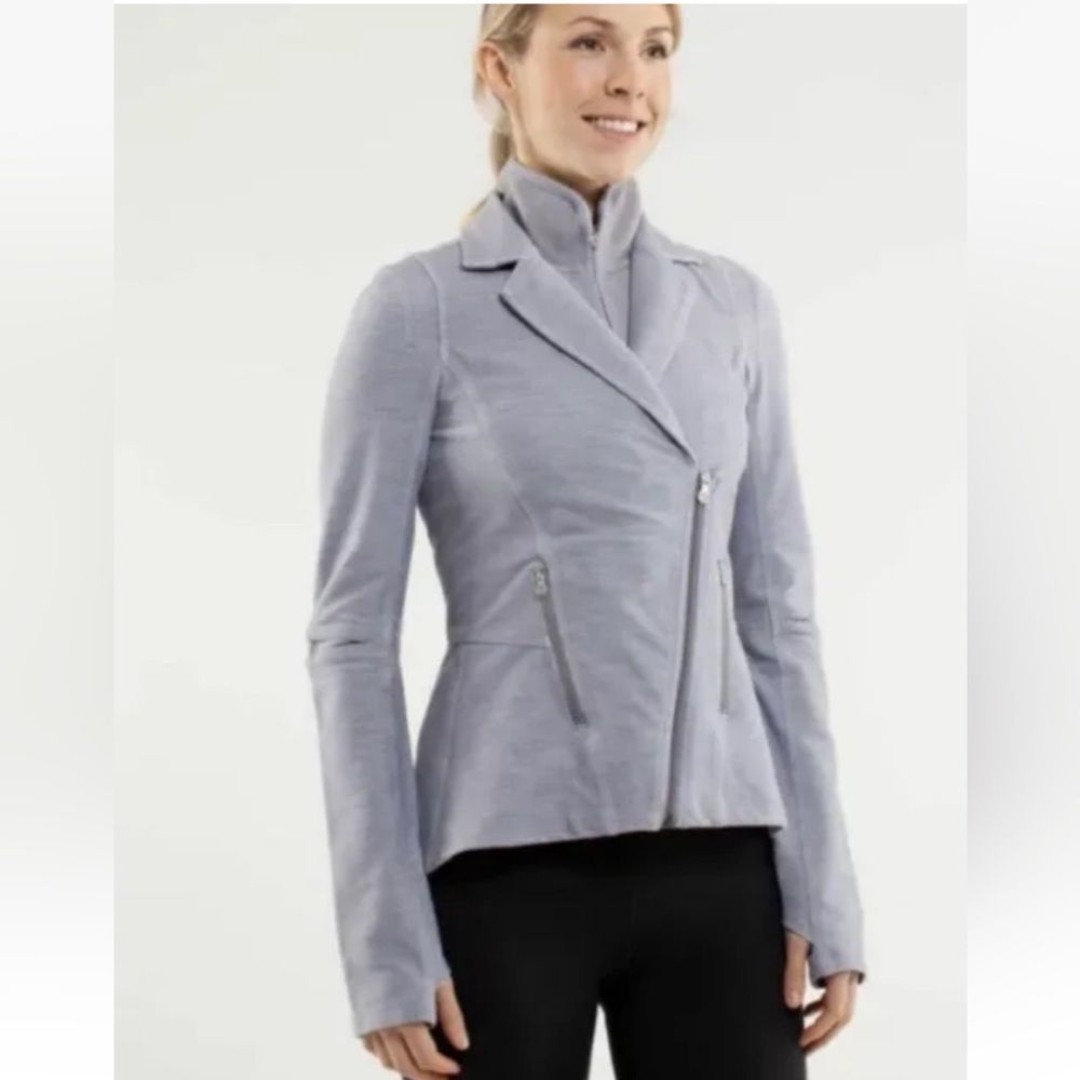 Lululemon Ride On Rock Blazer Moto Jacket Convertible Fossil Gray Size 4