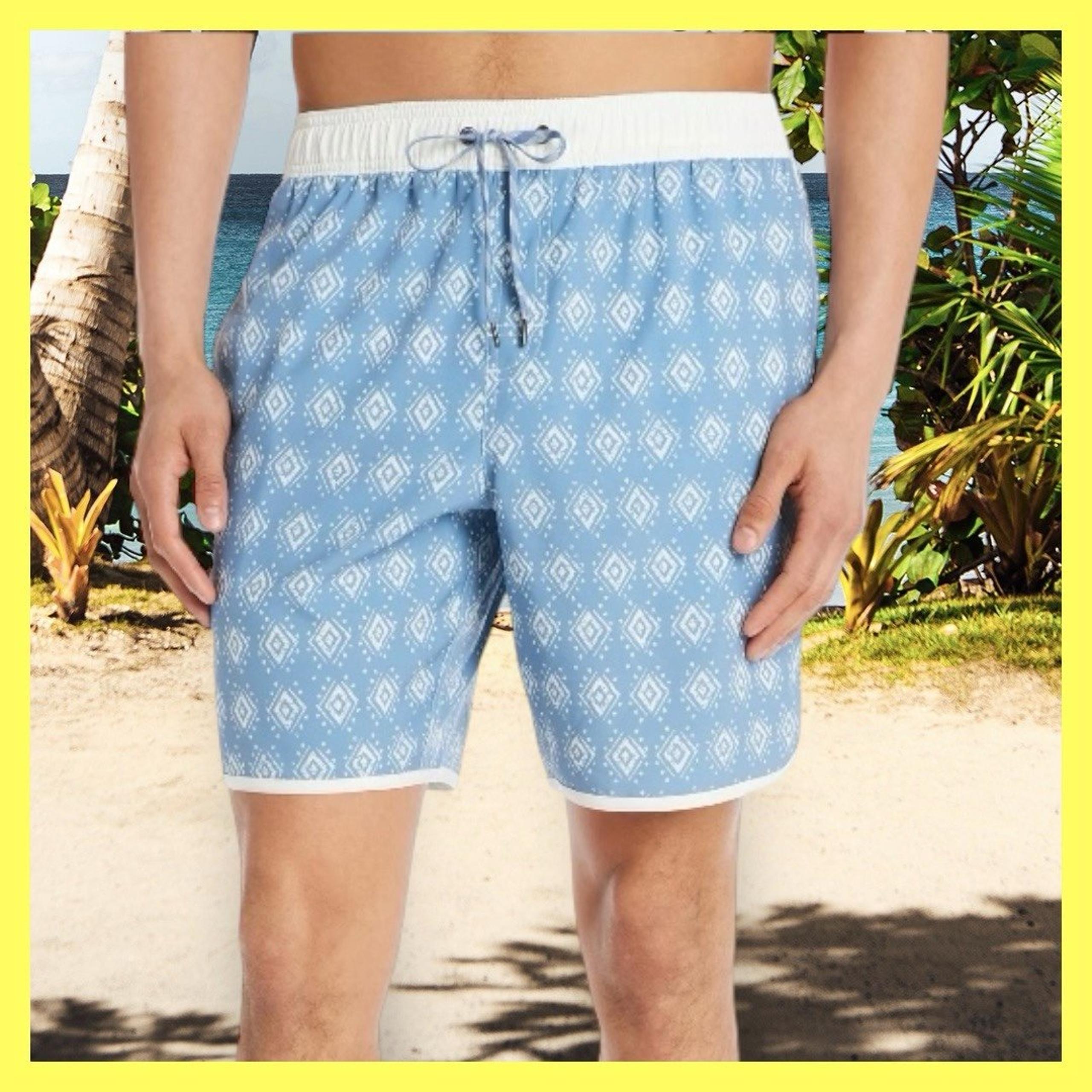 George Big Men's Dolphin Hem, UPF 50+, above the knee Swim Trunks Size 3XL 48-50