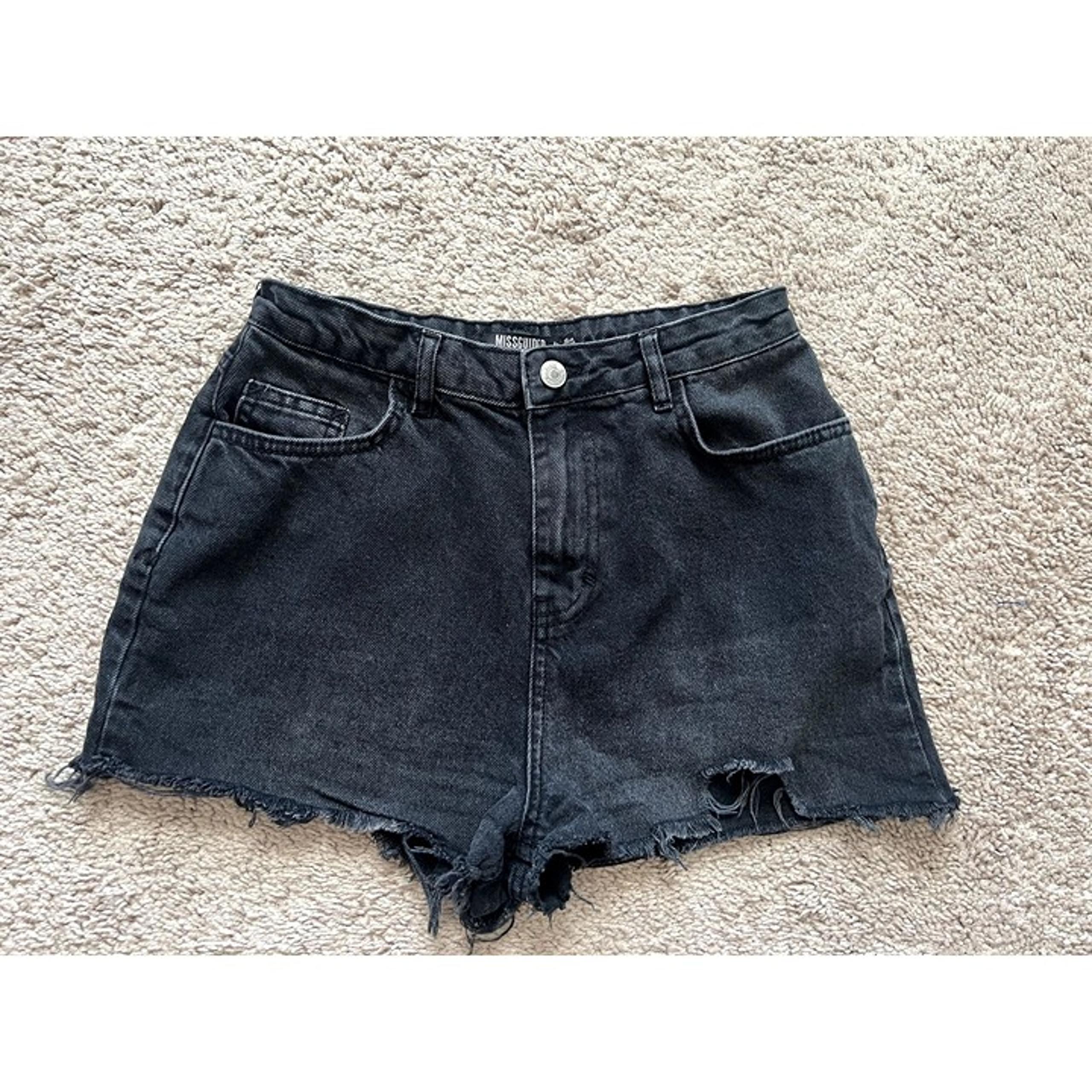 Missguided High Waist Women's Cut off Black Denim Shorts - Size 6