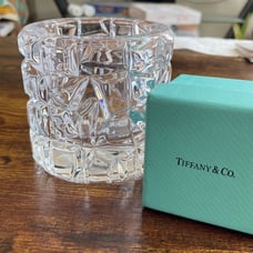 Tiffany & Co. Votive Candle Holder Sierra Crystal Art Glass Rock Cut Germany
