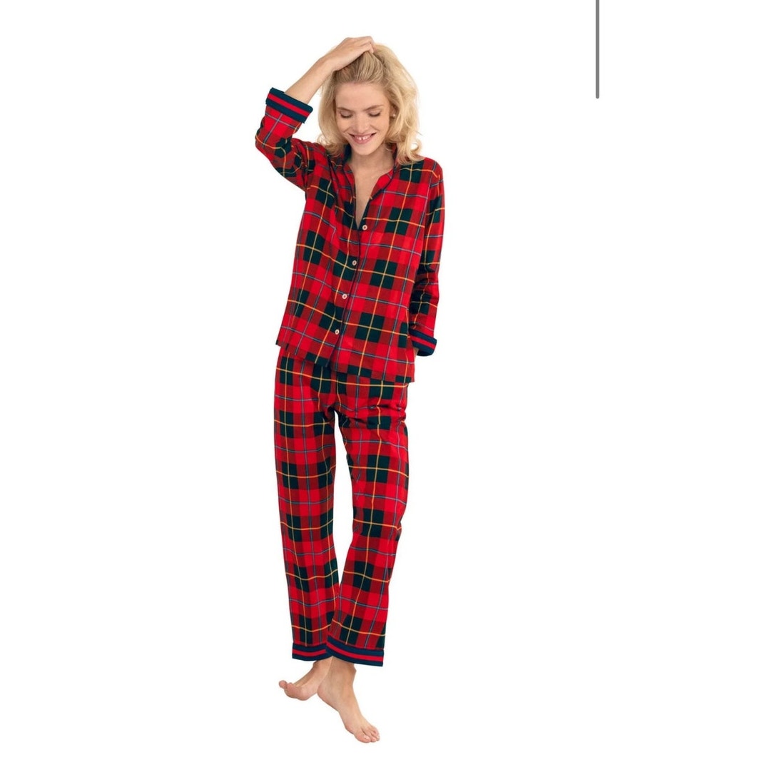 NWT Gretchen Scott Designs Plaidly Cooper Pj Set Red Multi Plaid Size XXL