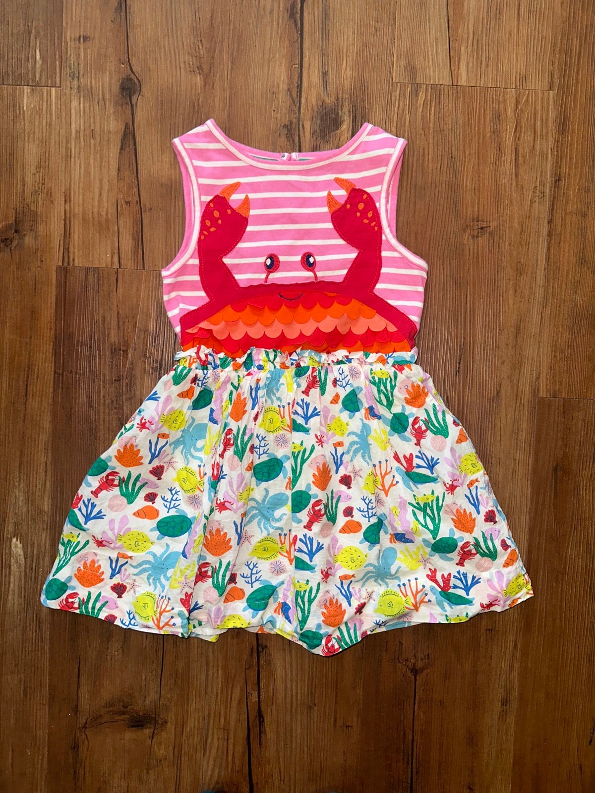 Mini Boden 4-5y Crab Appliqué Dress