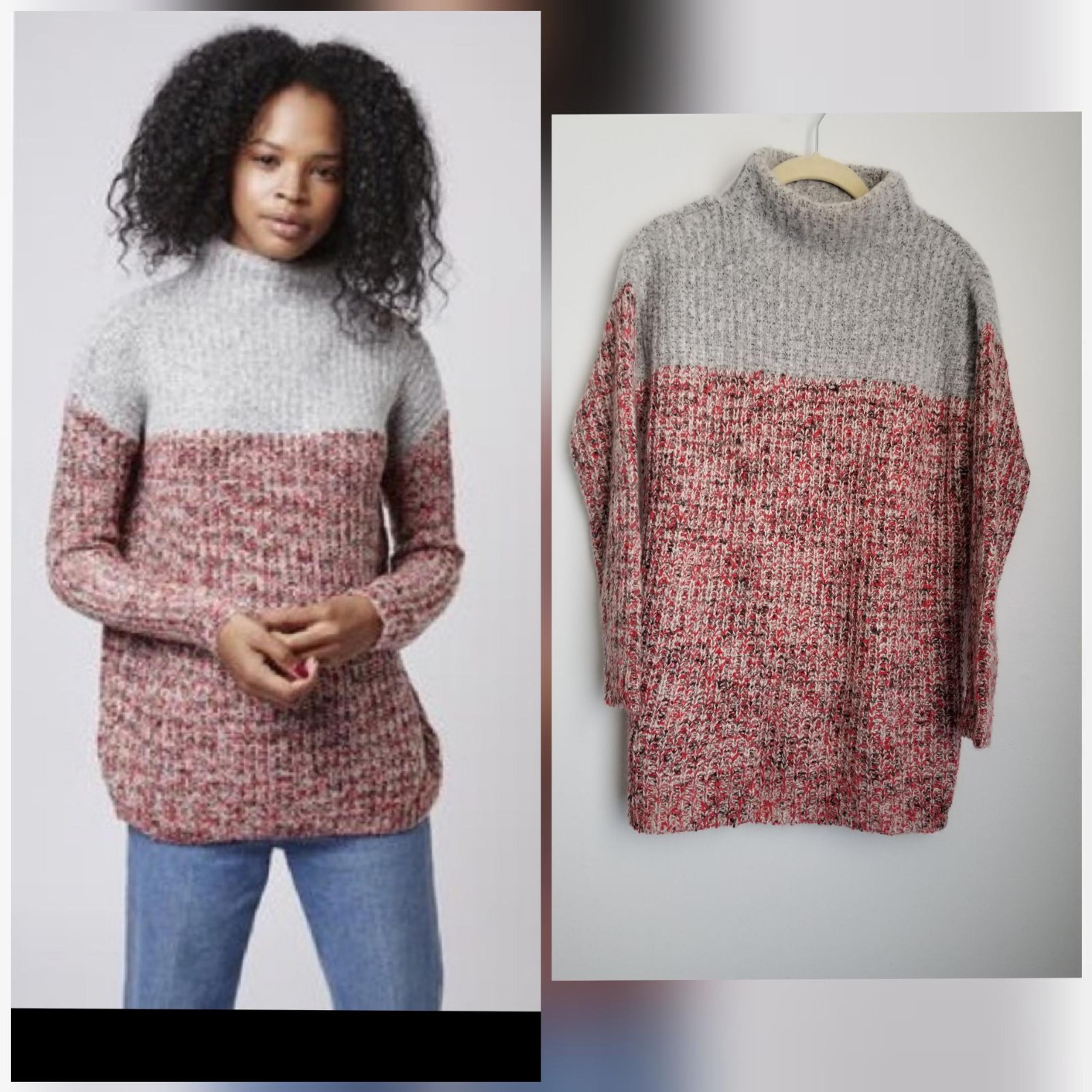 Topshop color block red gray Sweater 4