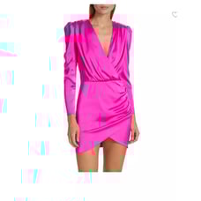 Generation Love Womens Miley Satin Wrap Dress Long Sleeve Hot Pink Size XL NWT