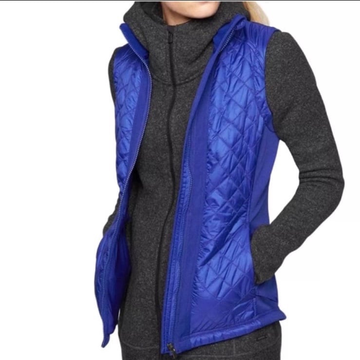 Athleta Blue Quilted Zip Front Vest Women’s Size Small Lightweight Puffer