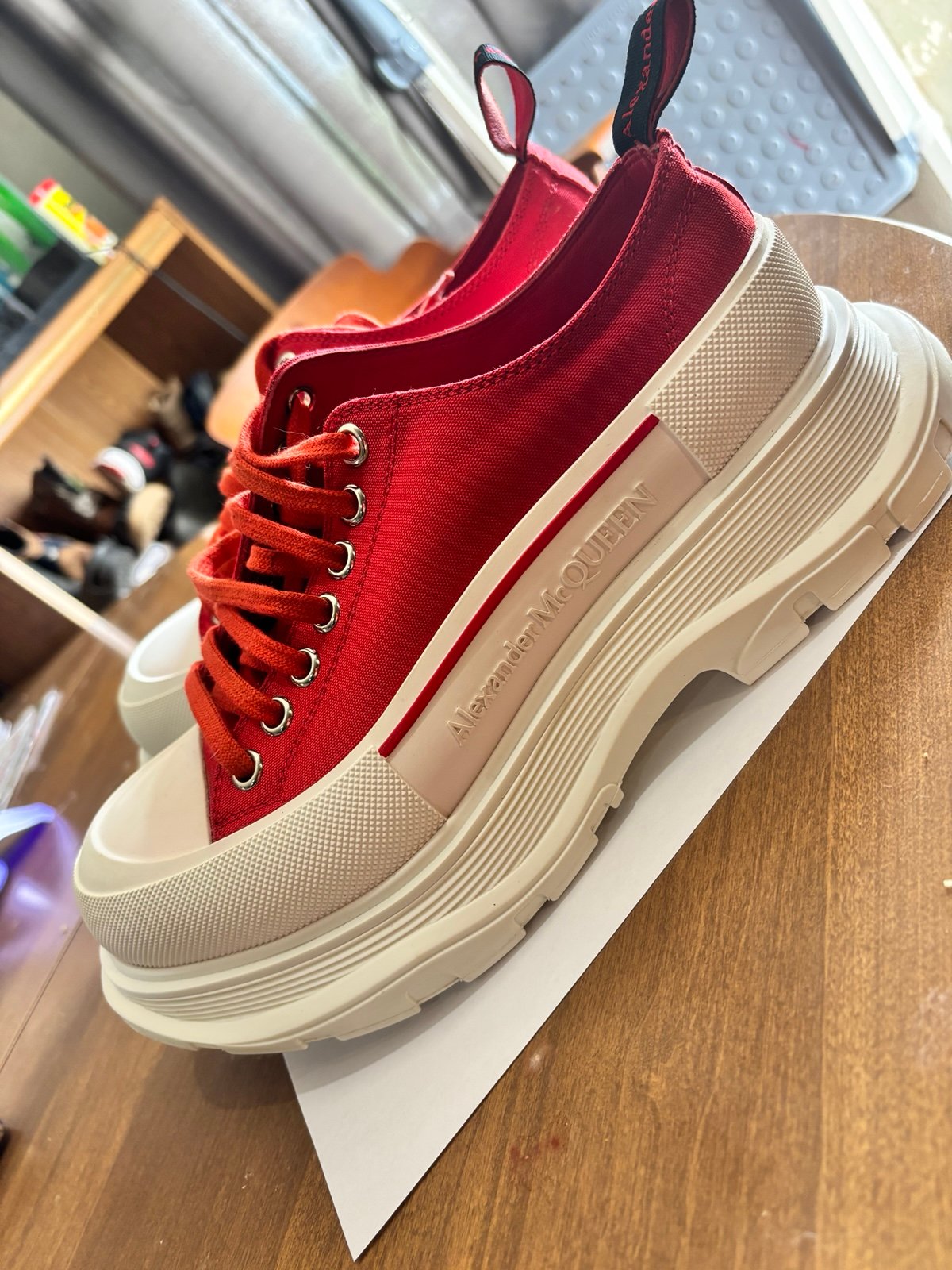 alexander mcqueen Red Tread Slick Low Sneakers size 43B