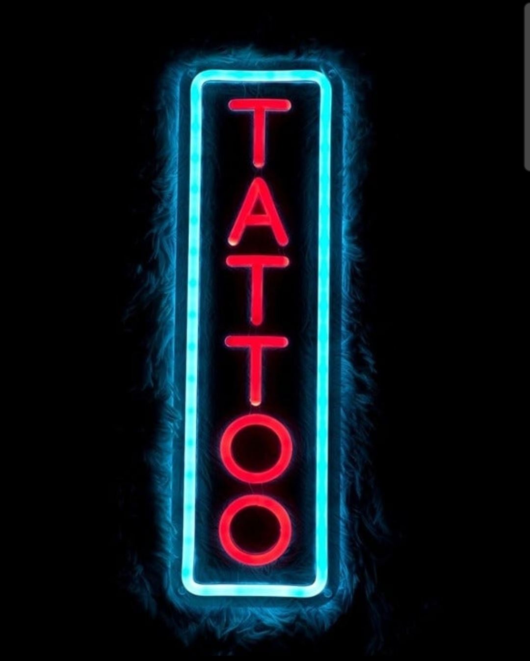 NEW Vivid Bright Red/Blue Vertical TATTOO Shop LED Night Light Business Sign