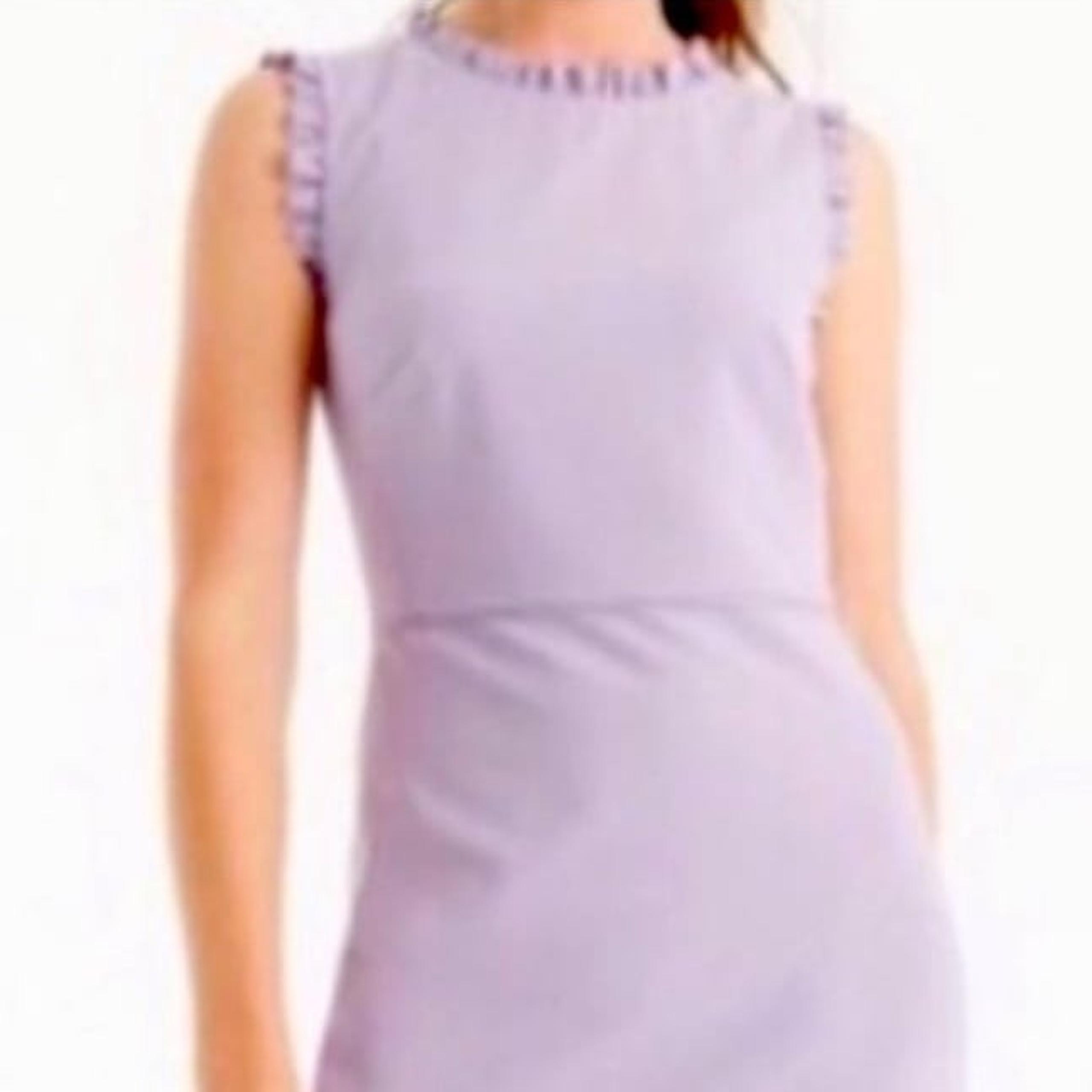 J Crew Women’s Size 6 Ruffled Trim Knee Length Wool Sheath Dress Lavender