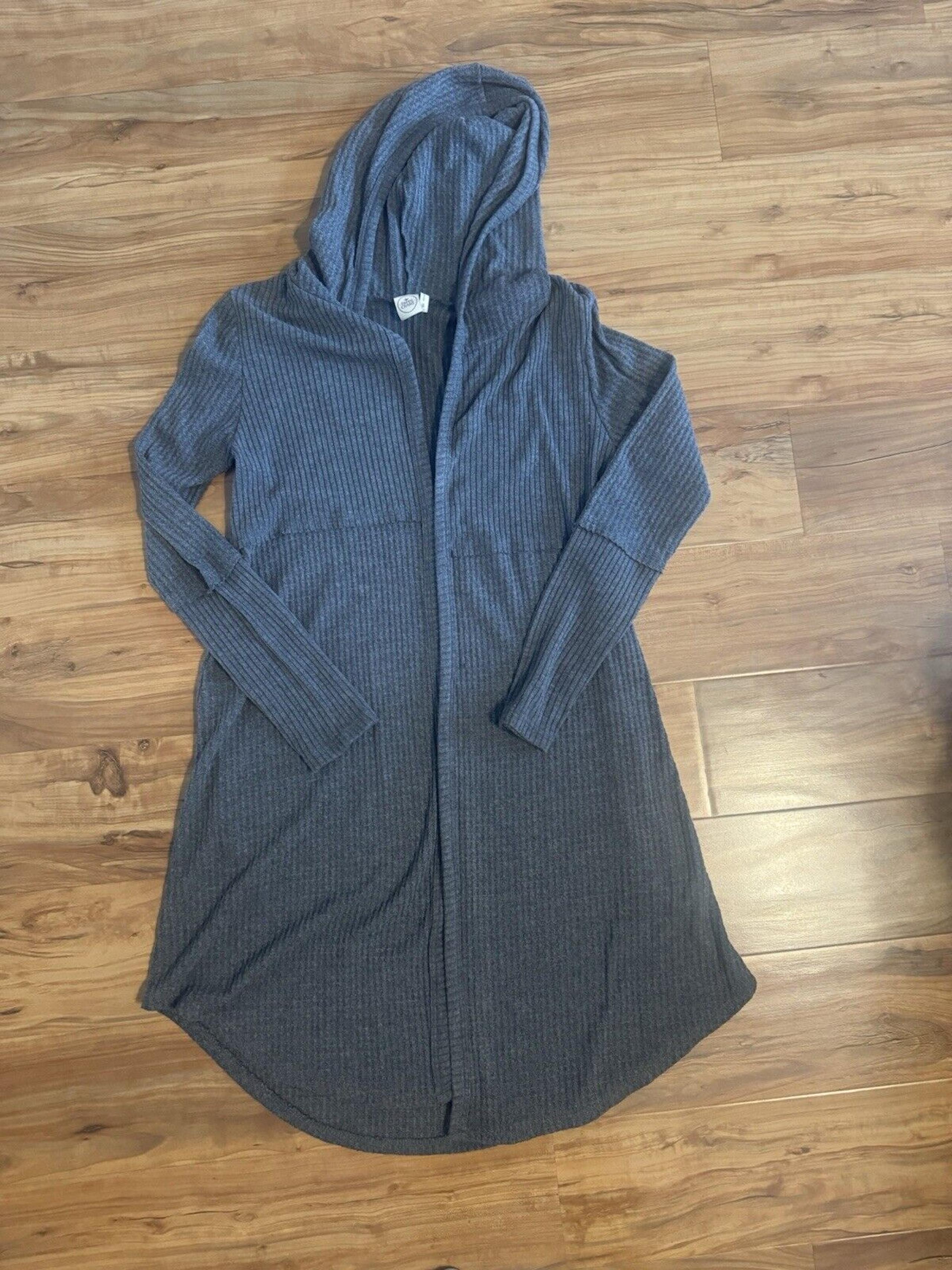 Paper Crane Anthropology Sweater XS Long Cardigan open stretch Waffle Texture