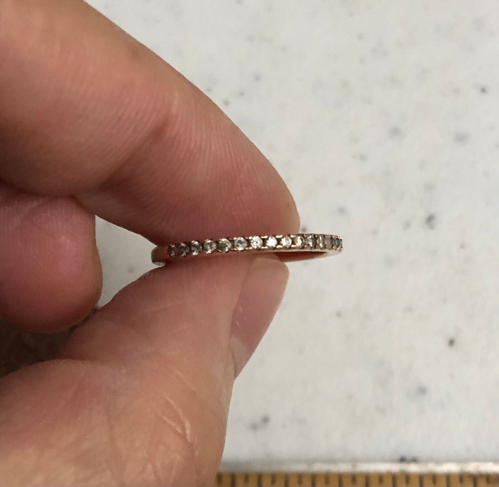 Dainty 10k solid rose gold diamond anniversary band ring size 5