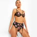 Floral Embrodiered Black Lingerie Set