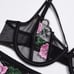 Floral Embrodiered Black Lingerie Set