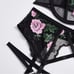 Floral Embrodiered Black Lingerie Set