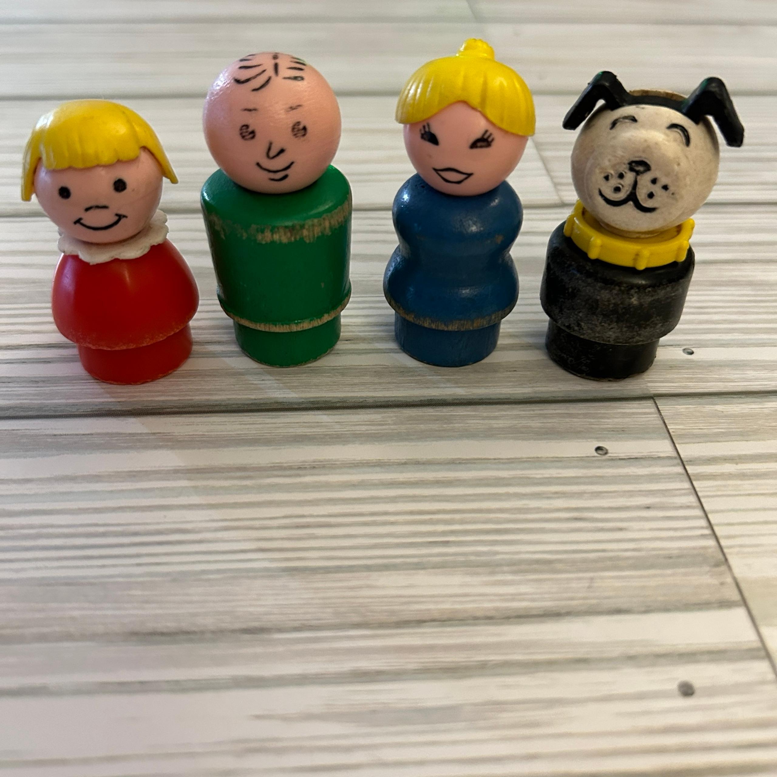 Vintage Fisher-Price Little People Lot Woman Man Girl Dog Set of 4
