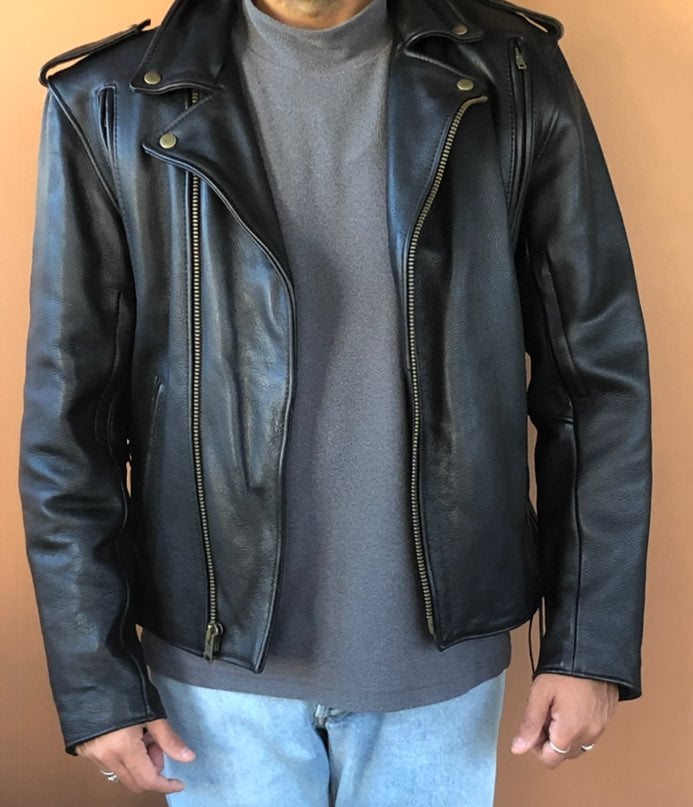 90s biker leather jacket