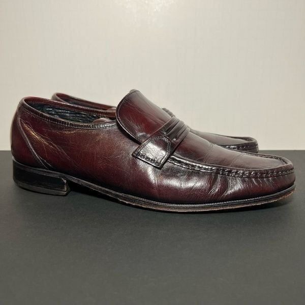 Mens FLORSHEIM Como Cognac Brown Leather Slip On Loafers / Size 10 Medium