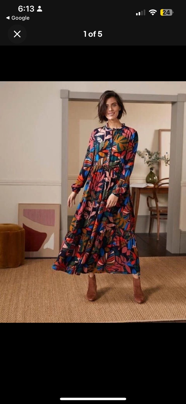 Boden Tiered Maxi Shirt Dress In French Navy Chambray 20/22