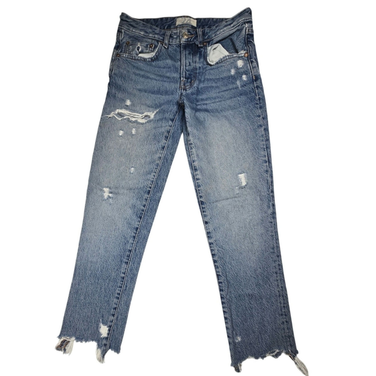 We The Free People Jeans Women's Size 24 (27x25) Mid Rise Distressed Button Fly