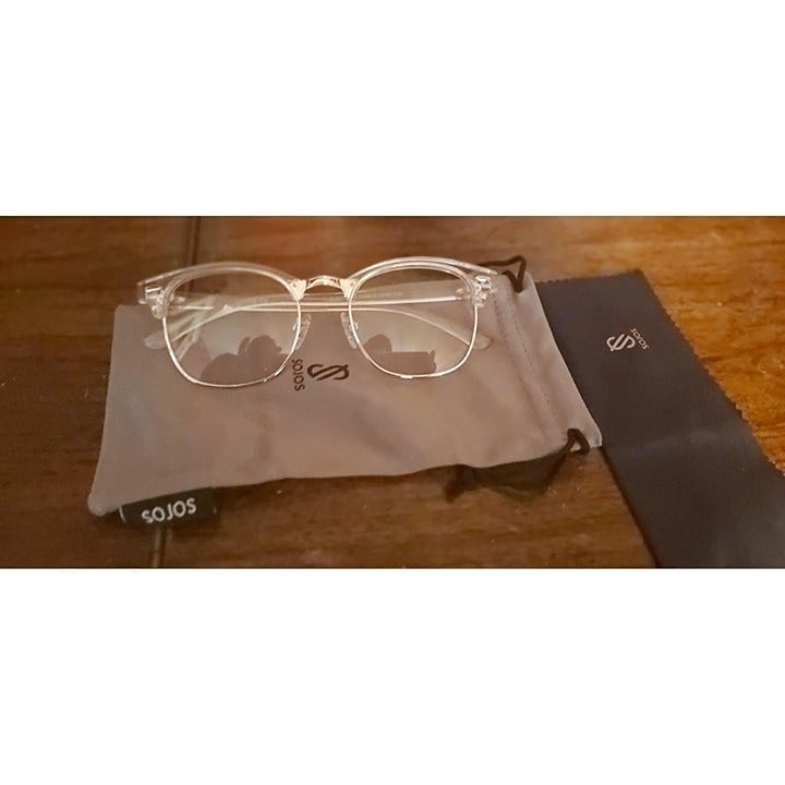 SOJOS Retro Semi Rimless Blue Light Blocking Glasses Half Horn Rimmed Eyeglasses