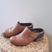 Merrell Womens Shiloh Oak Brown Leather Comfort Block Heel Slide Mules Size 9.5