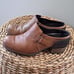Merrell Womens Shiloh Oak Brown Leather Comfort Block Heel Slide Mules Size 9.5