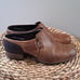 Merrell Womens Shiloh Oak Brown Leather Comfort Block Heel Slide Mules Size 9.5