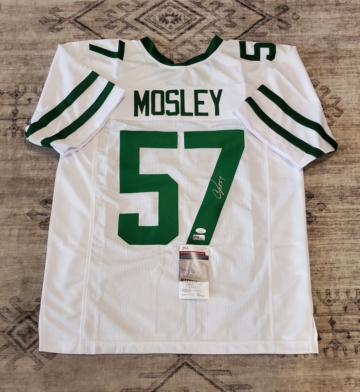 CJ Mosley signed autographed New York Jets jersey size XL JSA COA