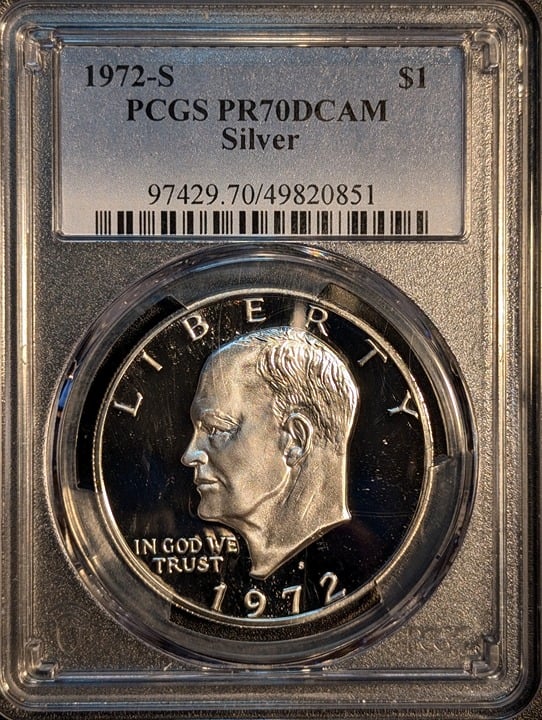 1972-S PR70 DCAM EISENHOWER DOLLAR
