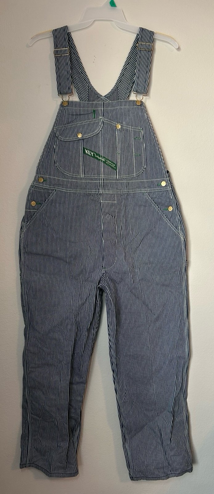 Vintage Key Imperial Bib Overalls Mens 38x30 Blue Stripped Engineer Conductor