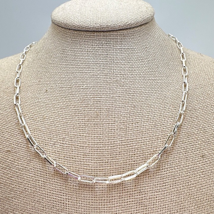 VTG Sterling Silver 925 Oval Link Chain Necklace Lobster Clasp Size 15.5 Length