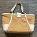 Coach Hampton Floral Applique Straw Weekend Coral White Tote Shoulder Bag 19347