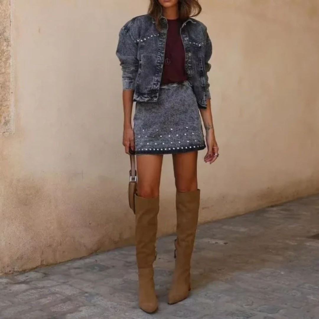 ZARA STUDDED Z1975 DENIM JACKET