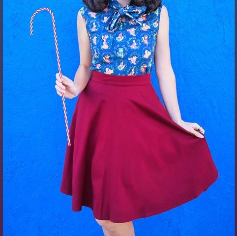 Retrolicious burgundy swing skirt size M (NWOT)