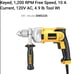 DEWALT Drill: 1/2 in Chuck Size, Keyed, 1,200 RPM Free Speed, 10 A Current, 120V