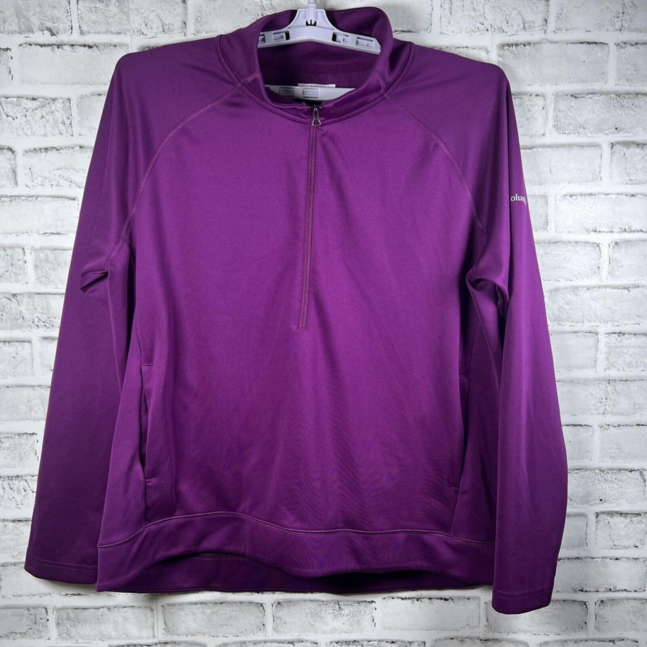 Columbia Sweater Womens Adult XLarge Purple Quarter Zip Logo Outdoors XL