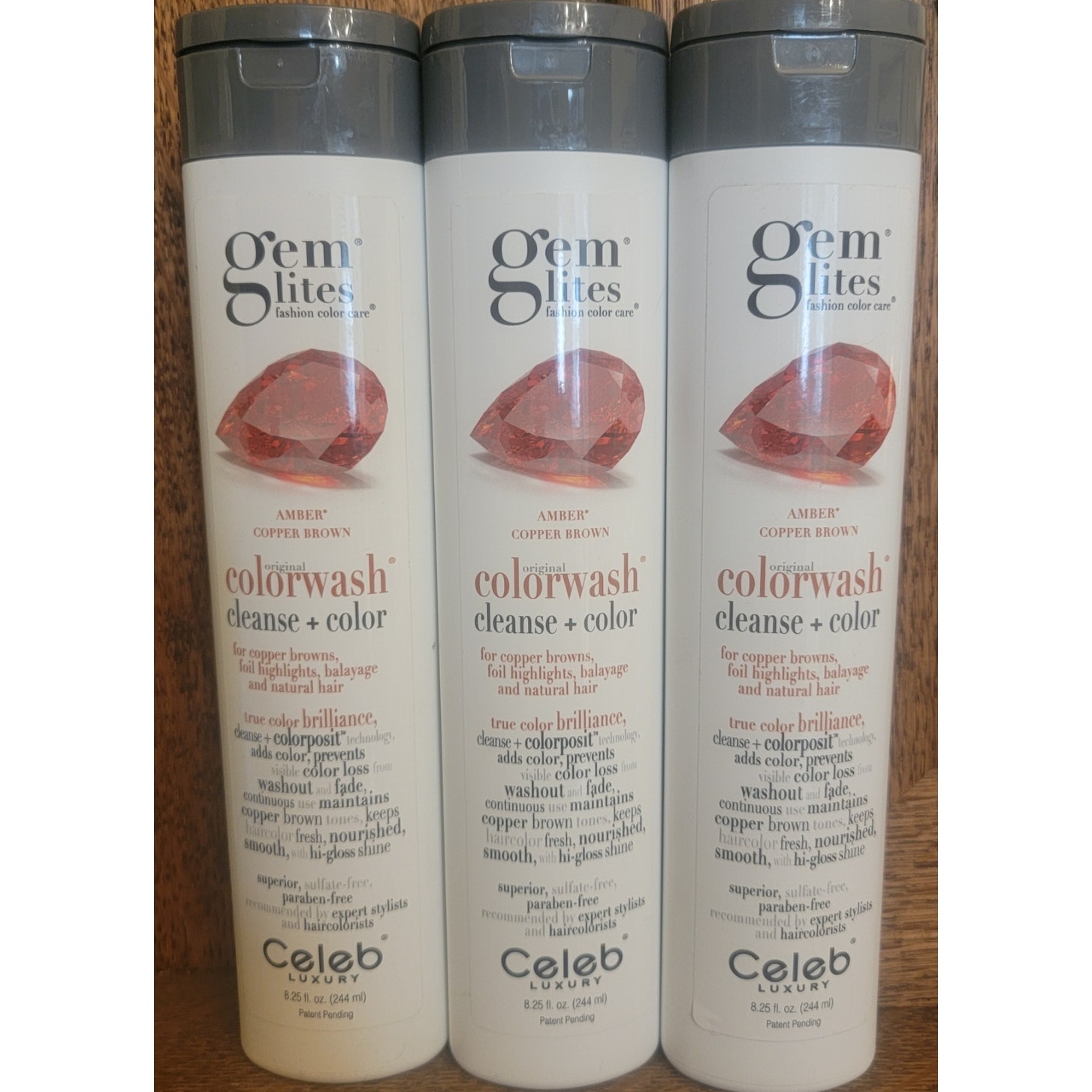 3 Pack Celeb Luxury Gemlites Amber Colorwash Shampoo