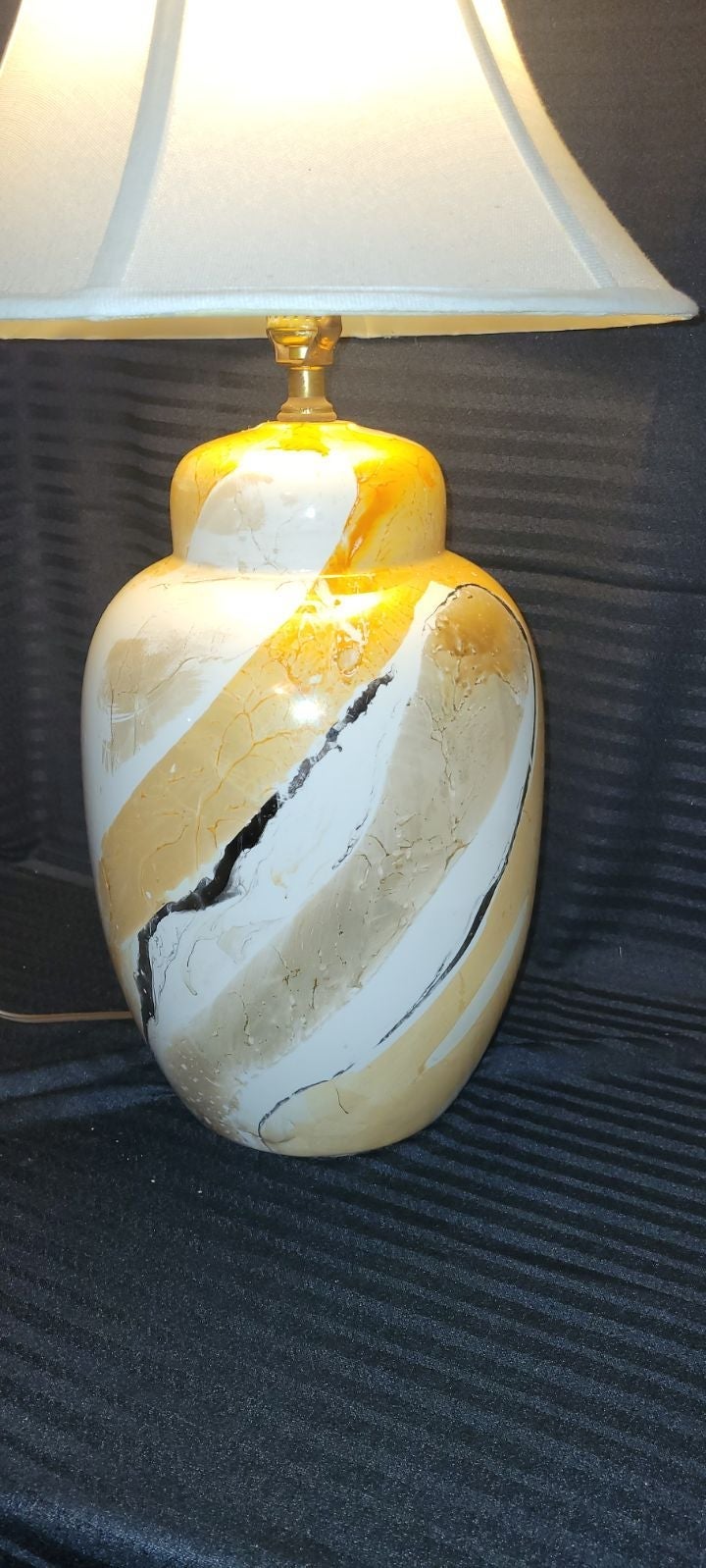 1960's retro Italian glaze ceramic Faux marble lamp