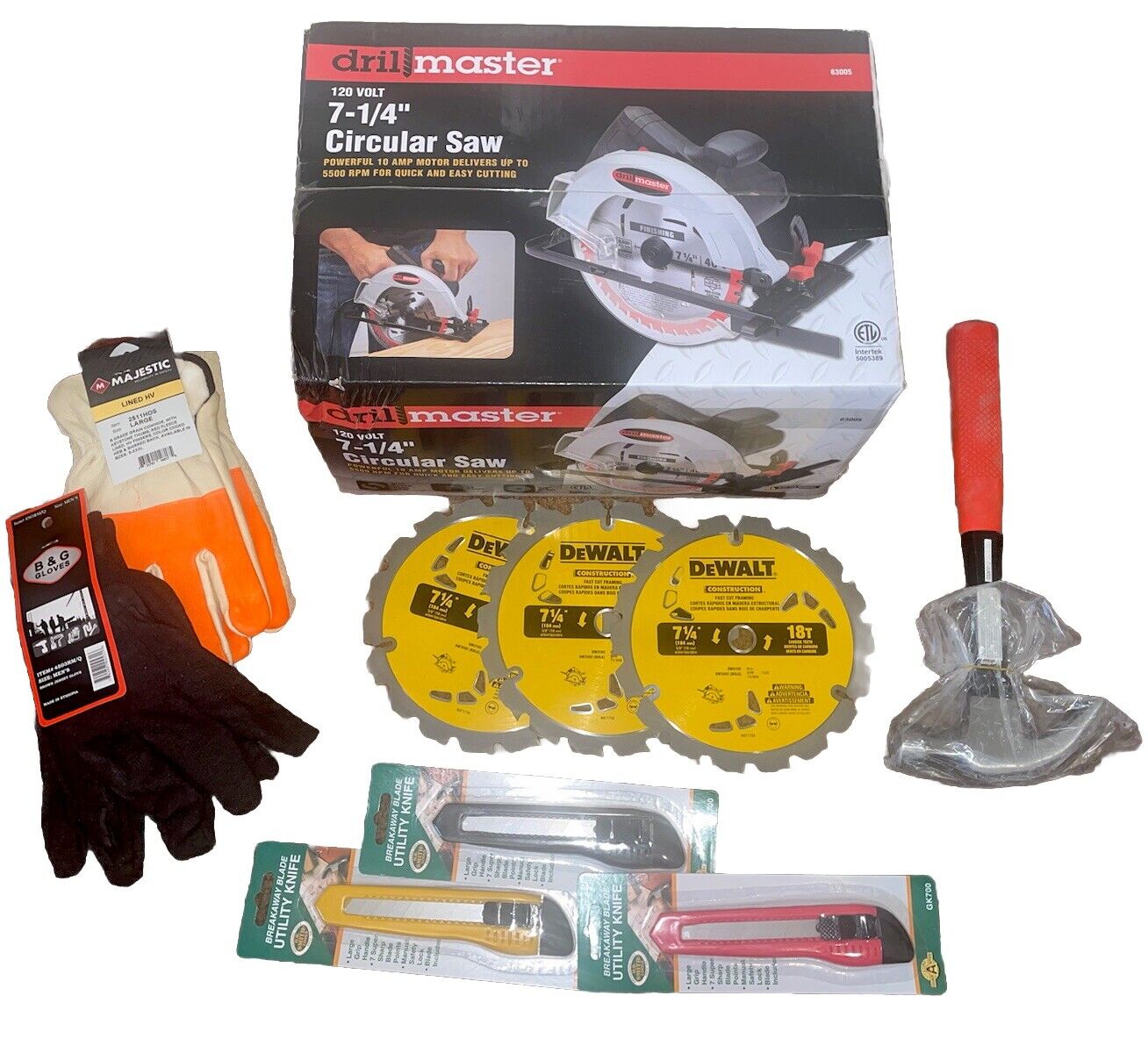 Drill Master 7-1/4 Circular Saw Bundle w/ Dewalt Blades 5500 Rpm 120v 10 Amps