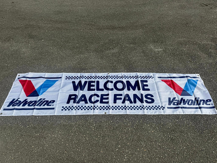 VALVOLINE RACING OIL WELCOME RACE FANS NASCAR FLAG APPROX 2x8ft