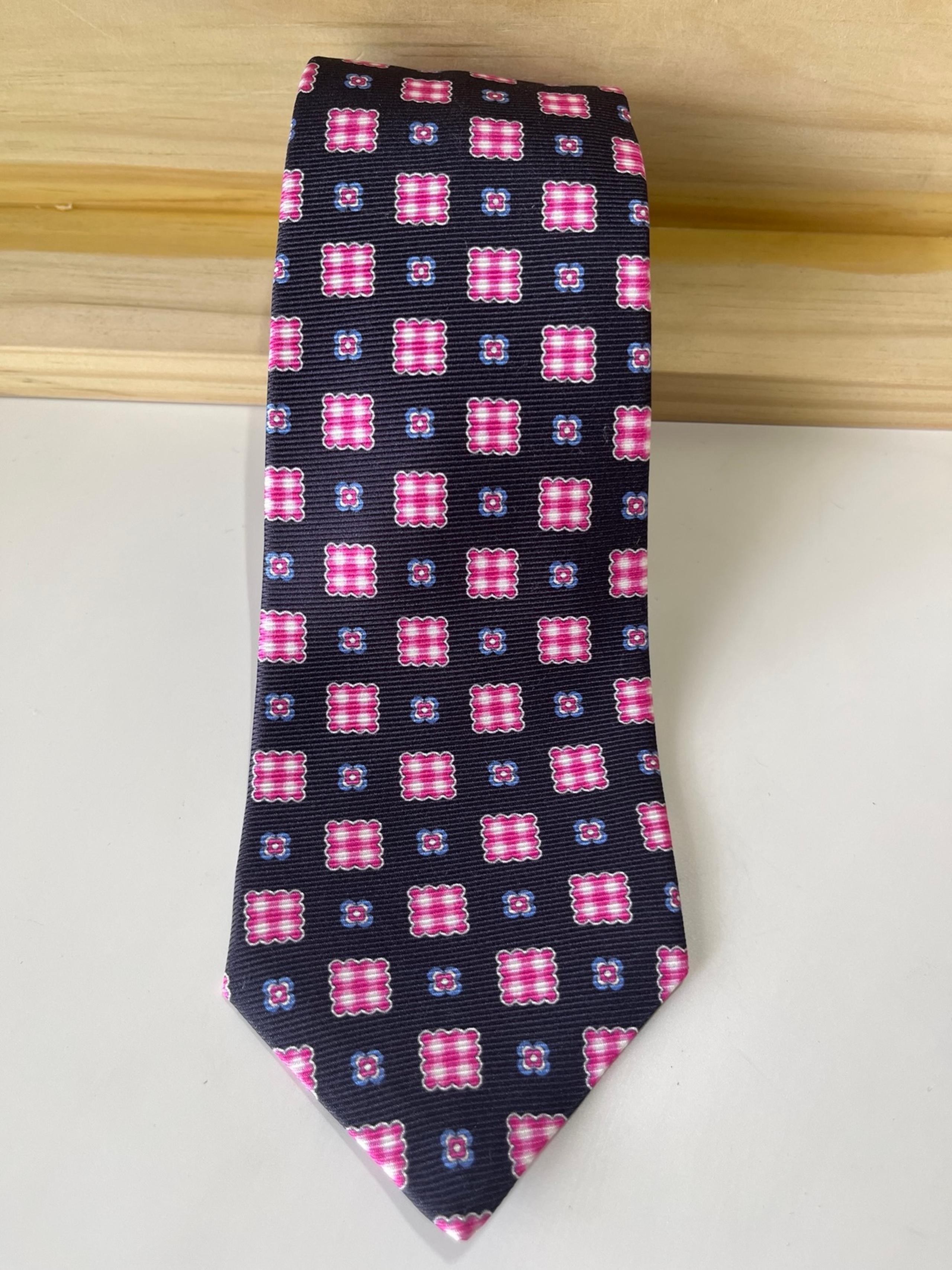 KITON NAPOLI Tie Silk Geometric Gray Pink Purple MEN'S W:3.5” L:60"