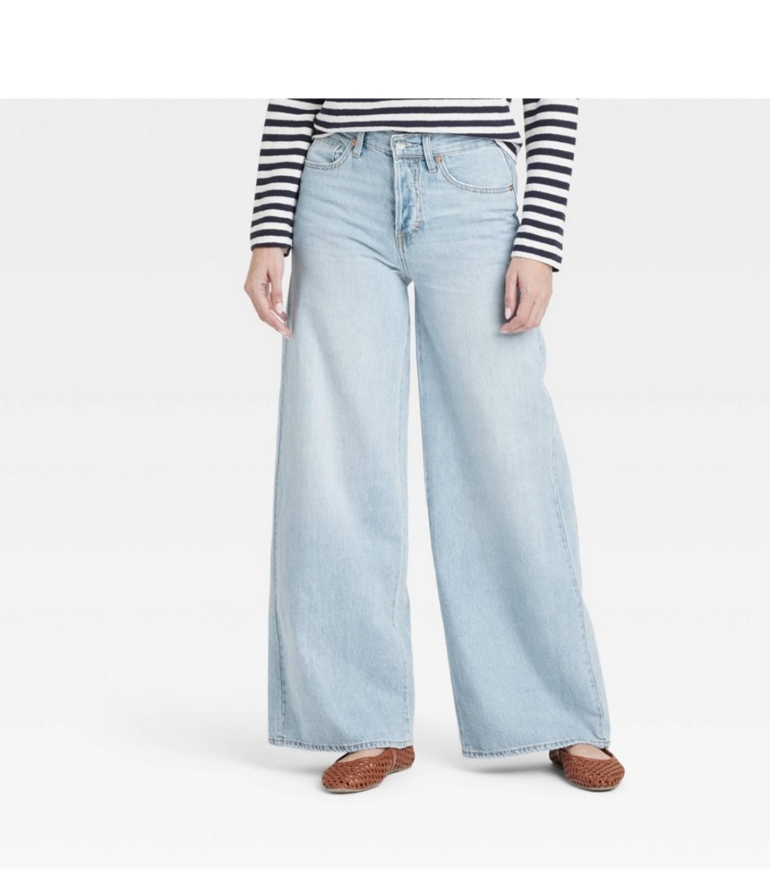 A New Day Womens Super Wide Leg Mid Rise Light Wash Jeans New Size 4