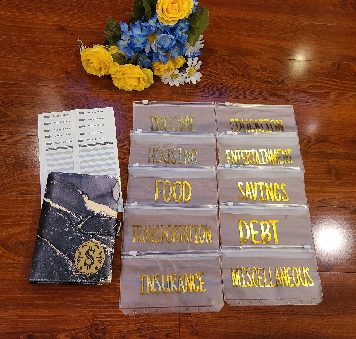 Black Gold Marbled Budget Binder Gift Set