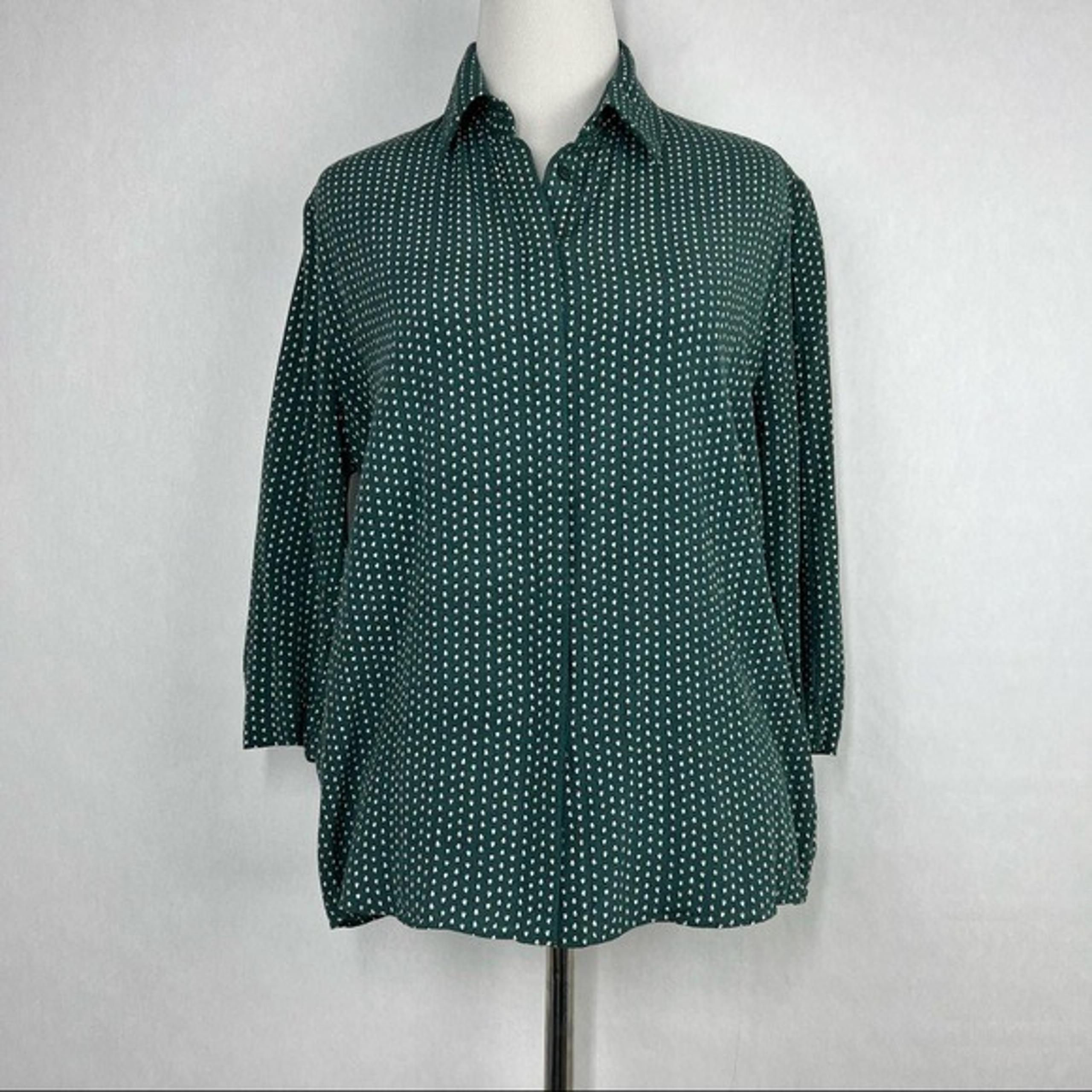 & Other Stories Green Size Small Women’s Button Down Collared Short Sleeve Top