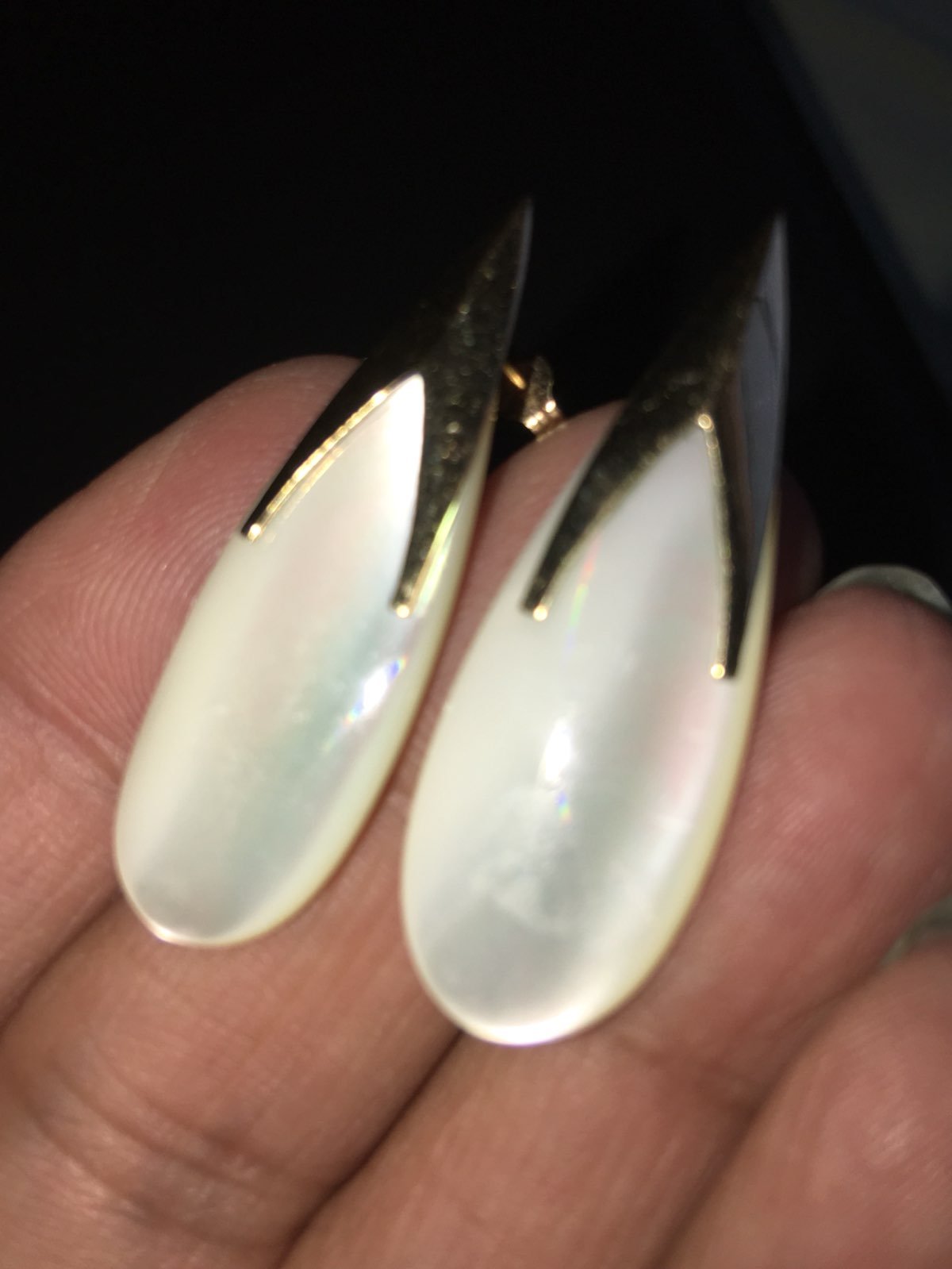 14k Yellow Gold Mother of Pearl earrings
